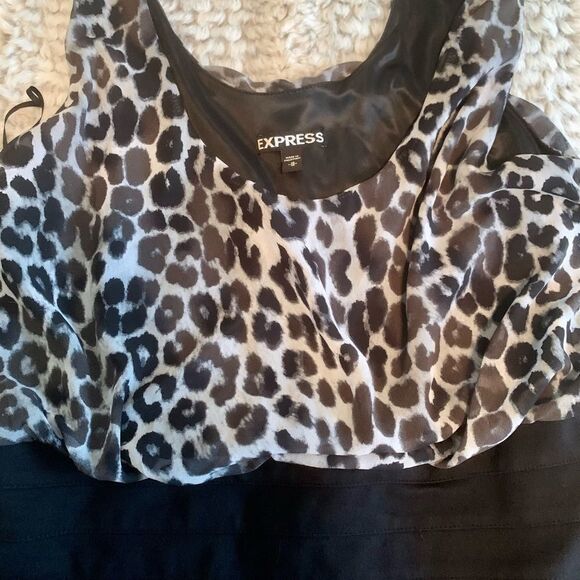 Express Grey and Black Cheetah Print Body Con Dress - Picture 4 of 10